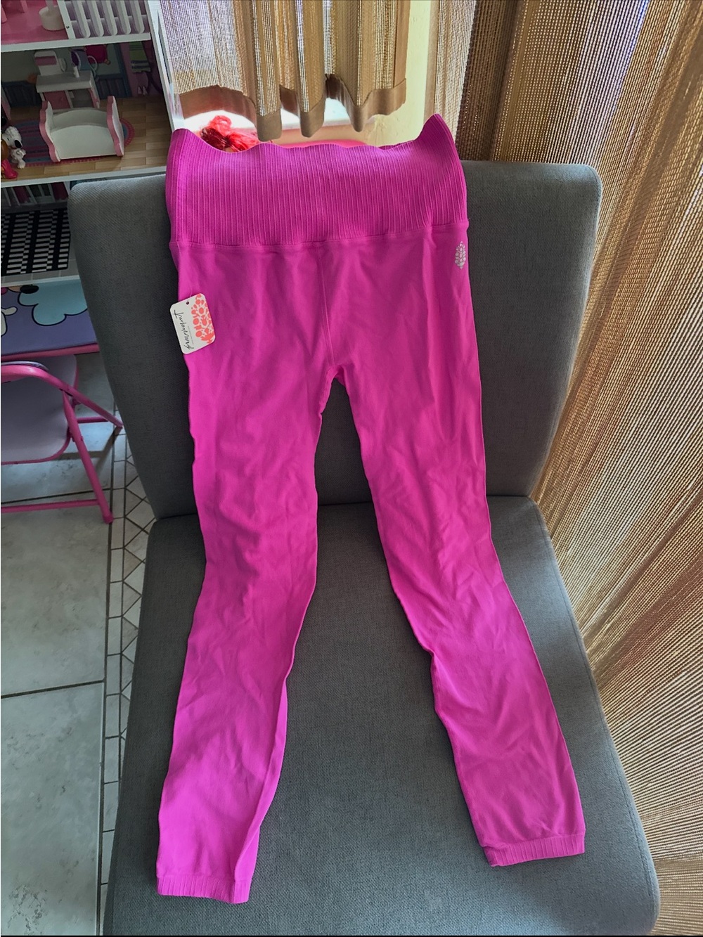 Free People Hot Pink Ribbed Waist Leggings